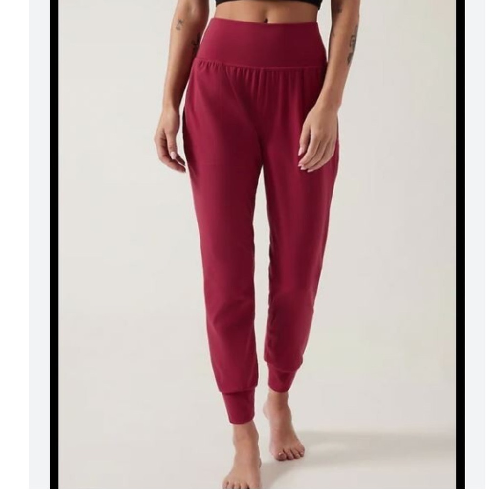 Athleta Red Ultra High Rise Elation Crop Joggers
